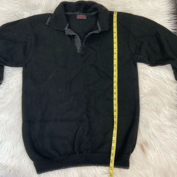 Lanalpa Mens 100% Alpaca Collared Knit Polo Sweater Black S - Picture 8 of 8